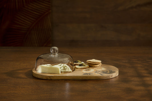 Fleur D’or Platter with Glass Cloche