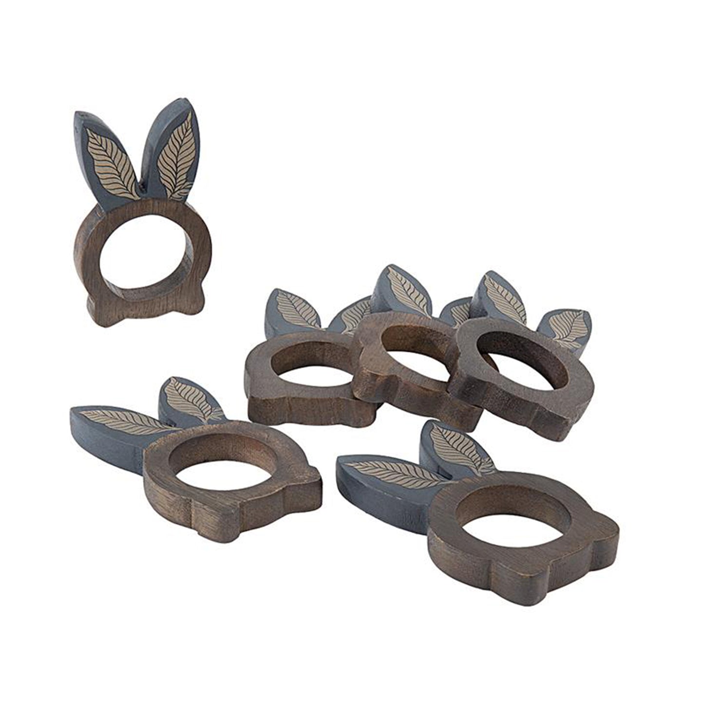 Golden Foliage Wooden Napkin Holder (Set of 6)