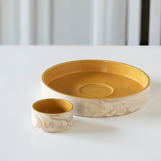 Amber Love Ceramic Jar With Wooden Lid
