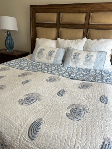 Clouds & Sapphire Quilted Bedspread Set