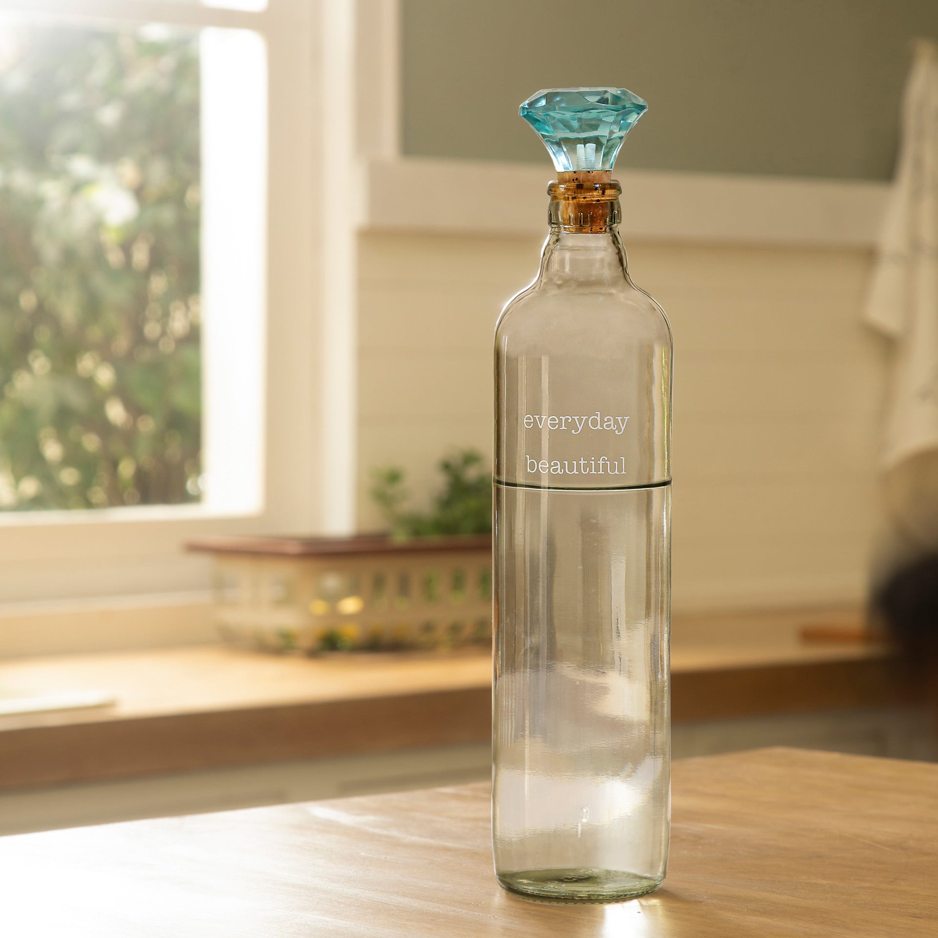 Everyday Glass Bottle W/Blue Glass Stopper