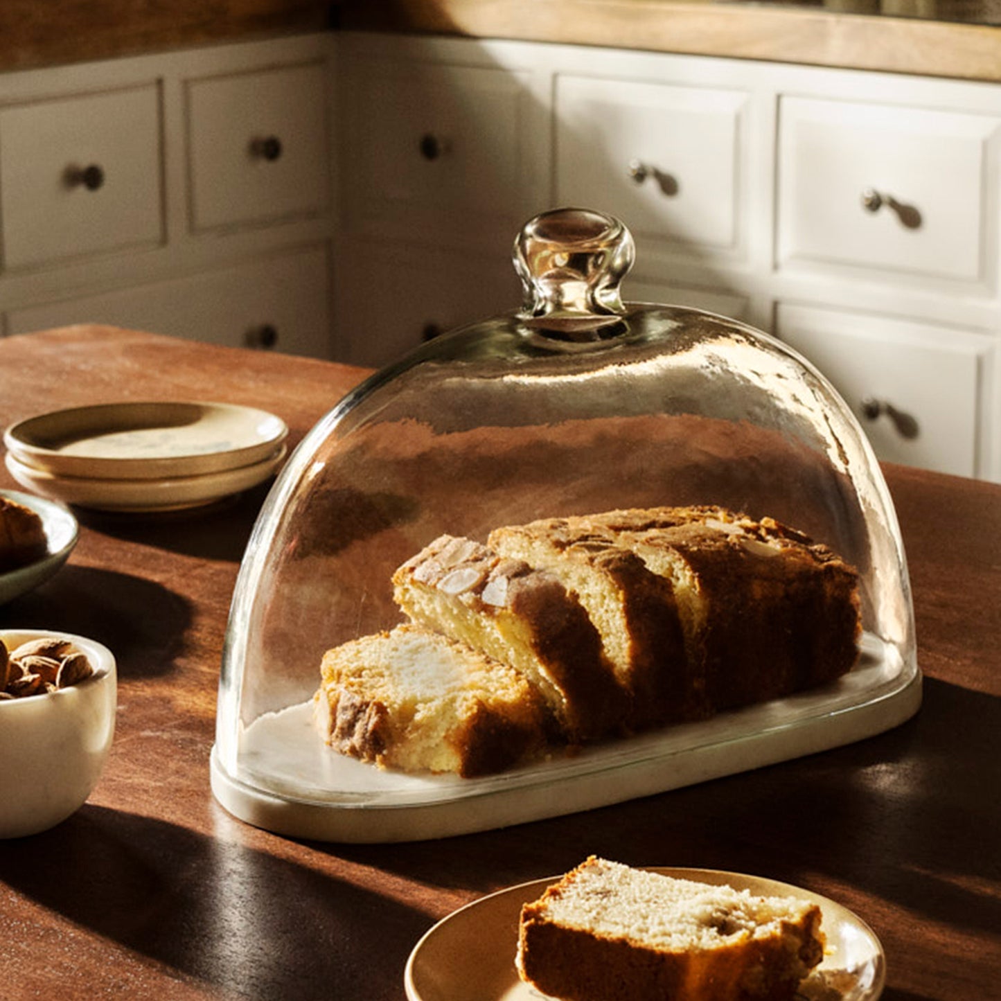 Glass Cloche With Marble Base Oval