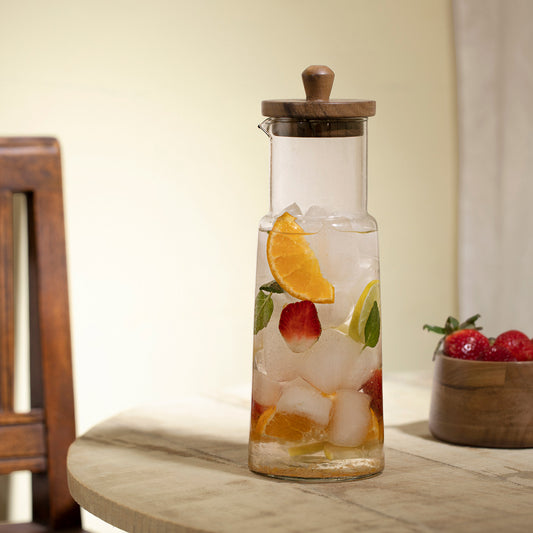 Fryst Glass Carafe with Wooden Lid