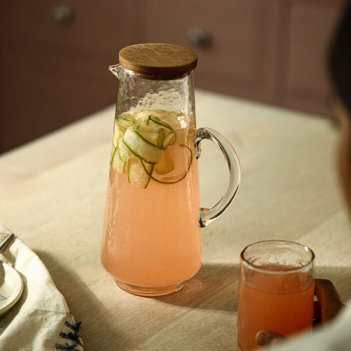 Soyuz Glass Pitcher with Wooden Lid