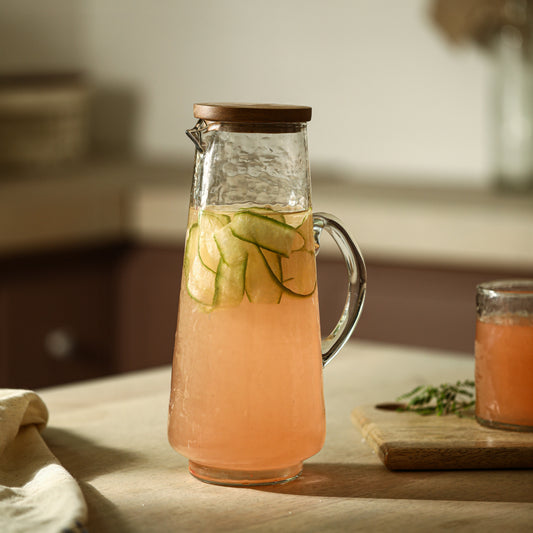 Soyuz Glass Pitcher with Wooden Lid