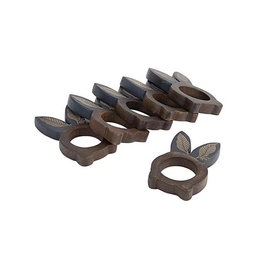 Golden Foliage Wooden Napkin Holder (Set of 6)