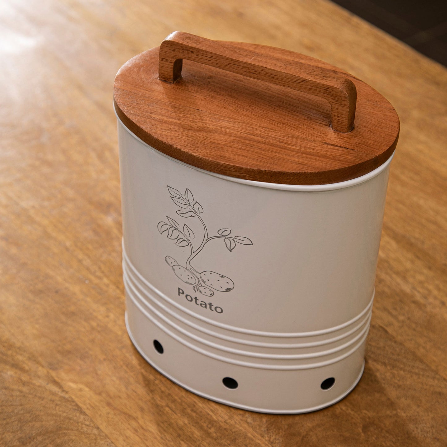 Potato Storage Barrel With Wooden Lid (2 colors)