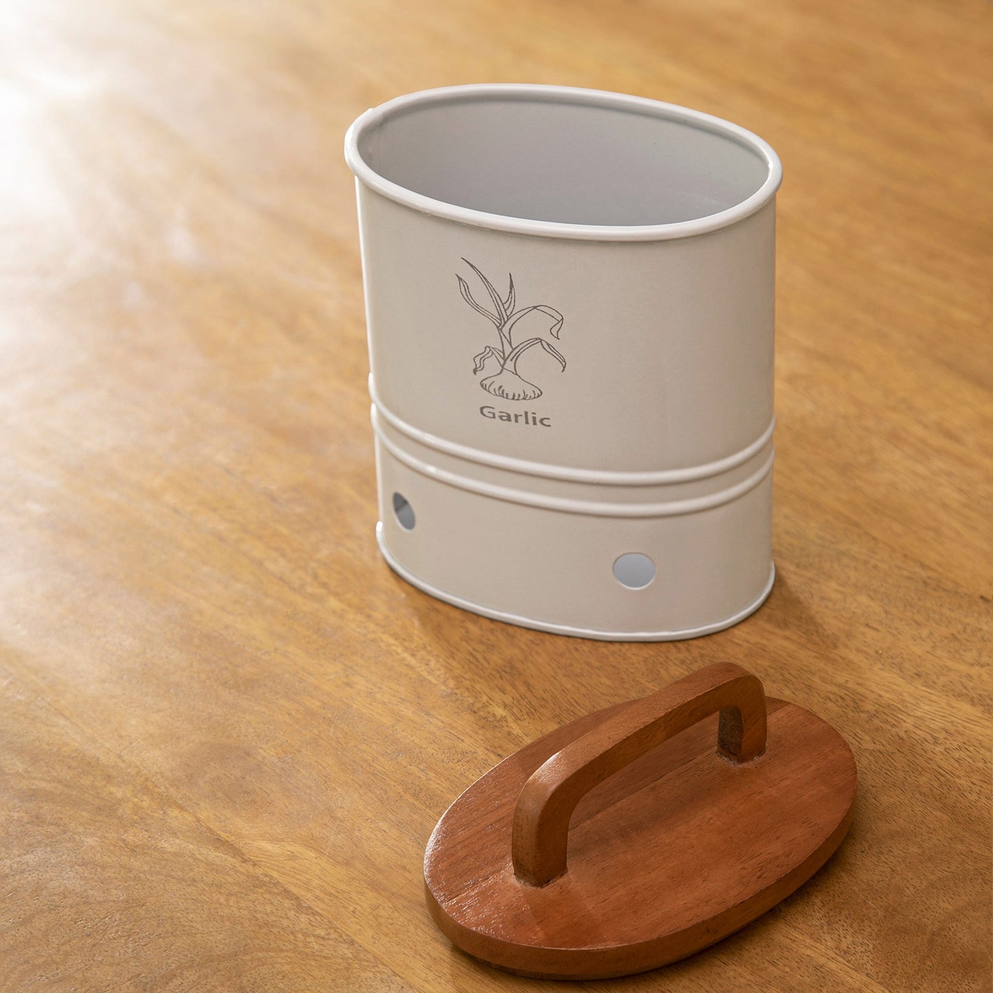 Garlic Storage Barrel With Wooden Lid (2 colors)