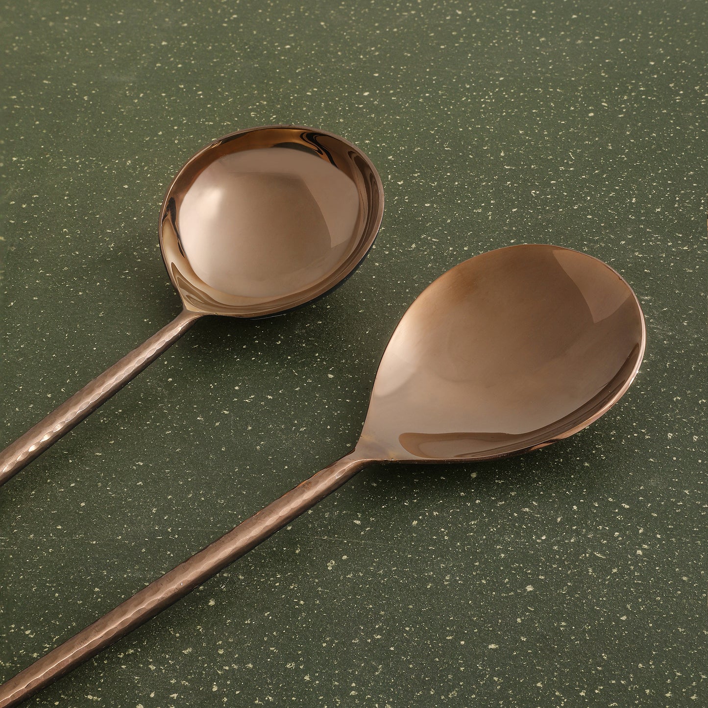 Norah Rose Gold Hammered Handle Server Set Of 2