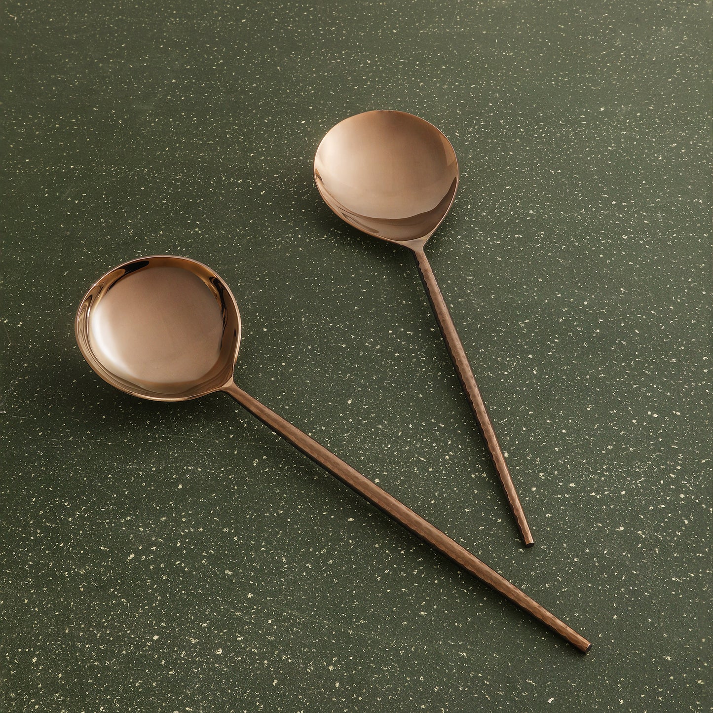 Norah Rose Gold Hammered Handle Server Set Of 2