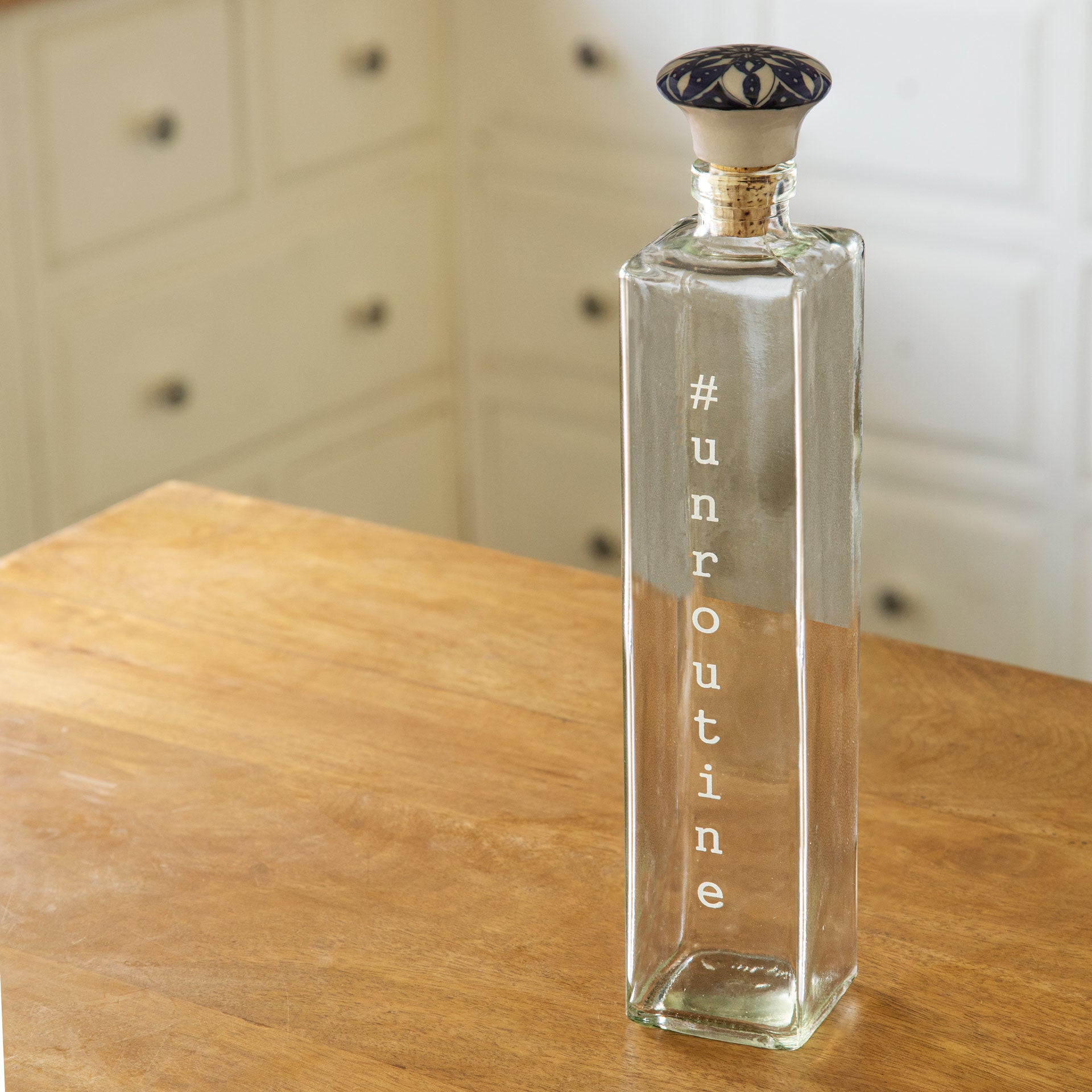 Square Glass Water Bottle with Ceramic Stopper