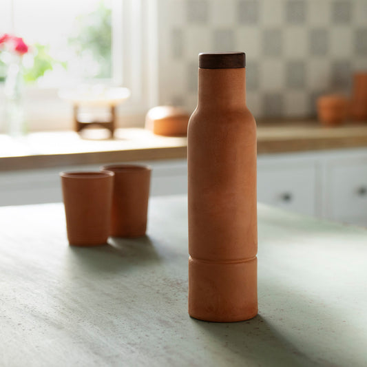 Terracotta Bottle With Wooden Lid