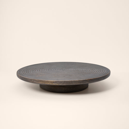 Mango Wood Lazy Susan Ribbed Natural