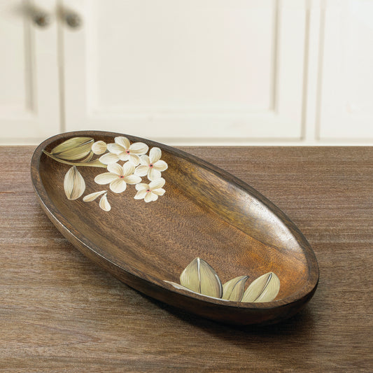 Frangipani Oval Wooden Platter