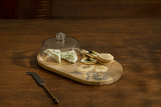 Fleur D’or Platter with Glass Cloche